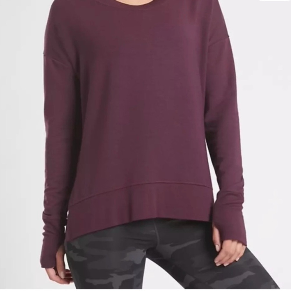 Athleta Coaster Luxe Sweatshirt burgundy purple soft M athletic